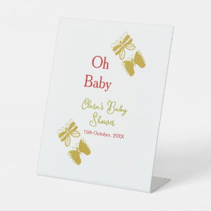 Goldene Schmetterling Rote Babydusche - Baby moder Sockelschild