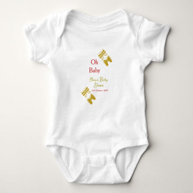 Goldene Schmetterling Rote Babydusche - Baby moder Strampler (Vorderseite)