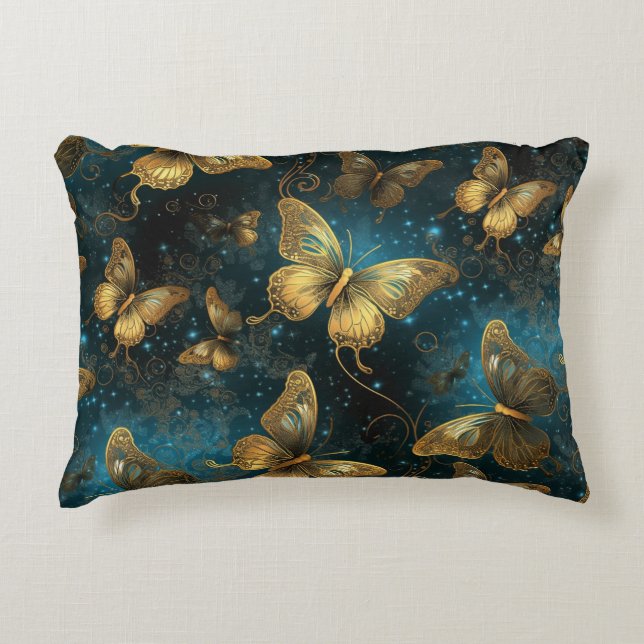 Goldene Schmetterlinge Akzente Kissen (Vorderseite)