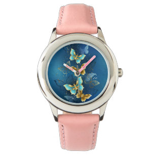 Goldene Schmetterlinge Armbanduhr