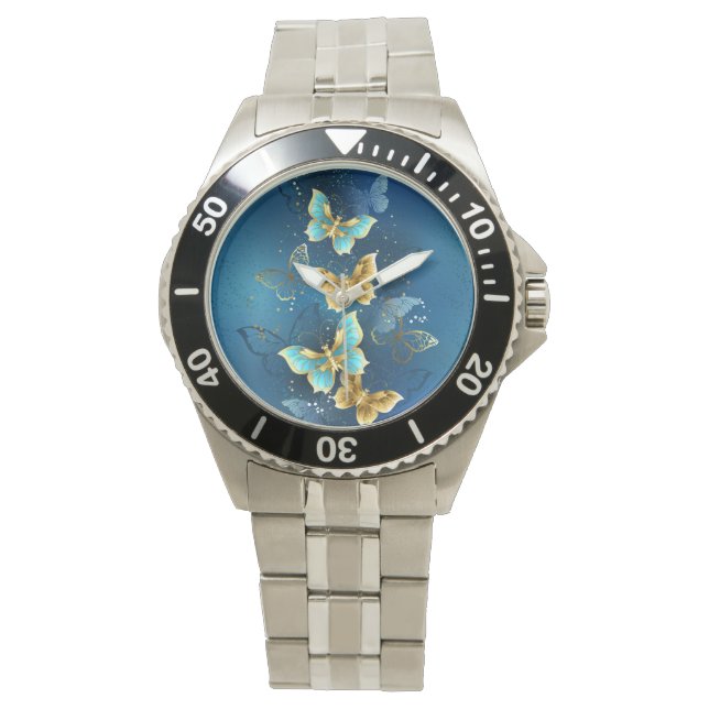 Goldene Schmetterlinge Armbanduhr (Vorderseite)
