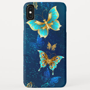Goldene Schmetterlinge auf blauem Hintergrund Case-Mate iPhone Hülle