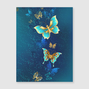 Goldene Schmetterlinge auf einem blauen Hintergrun Magneteinladung