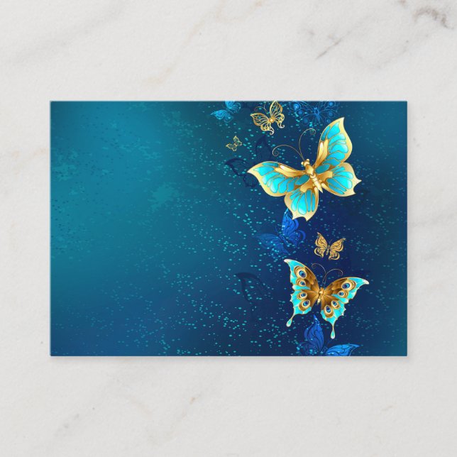 Goldene Schmetterlinge auf einem blauen Hintergrun Visitenkarte (Vorderseite)