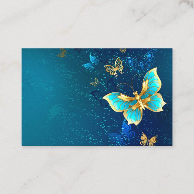 Goldene Schmetterlinge auf einem blauen Hintergrun Visitenkarte (Vorderseite)