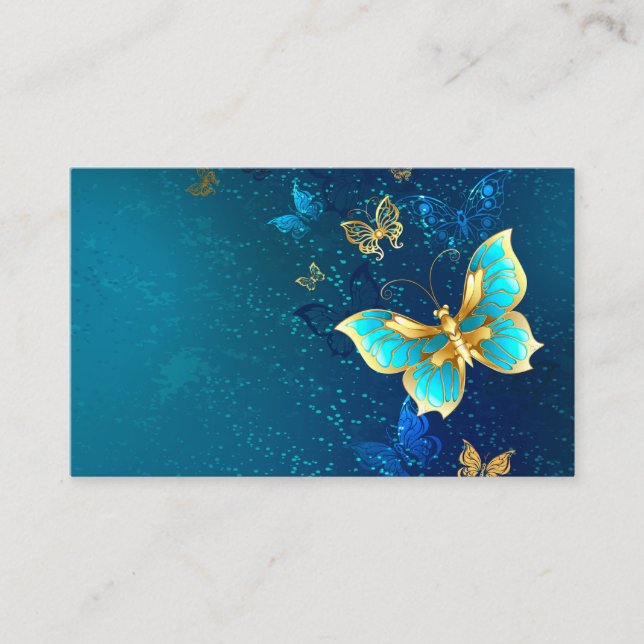 Goldene Schmetterlinge auf einem blauen Hintergrun Visitenkarte (Vorderseite)