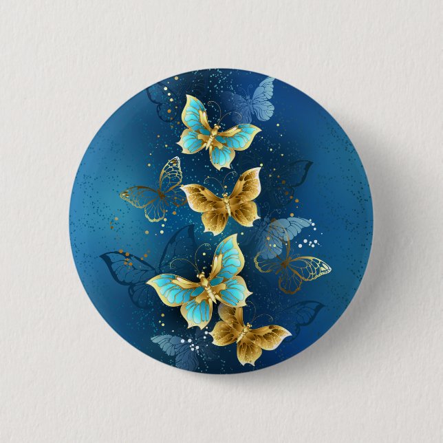 Goldene Schmetterlinge Button (Vorderseite)