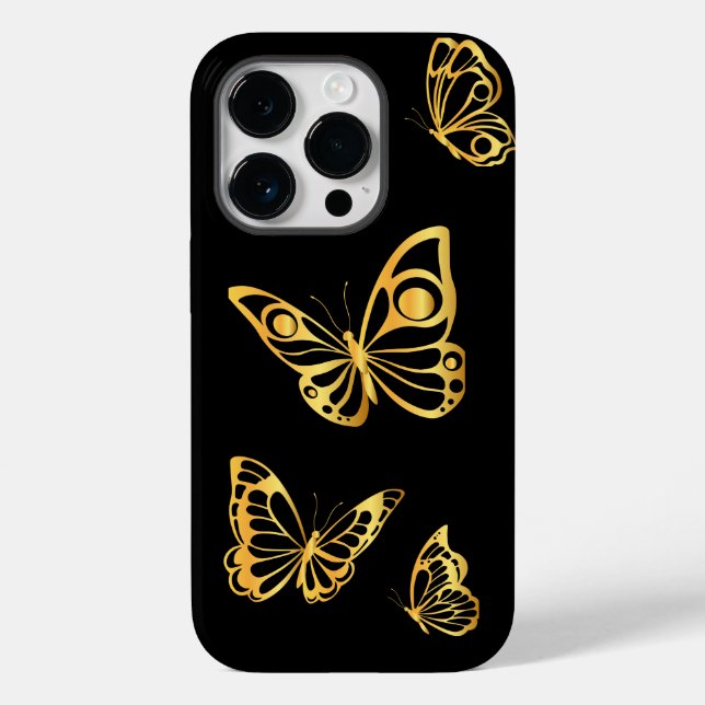 Goldene Schmetterlinge Case-Mate iPhone 14 Pro Hülle (Rückseite)
