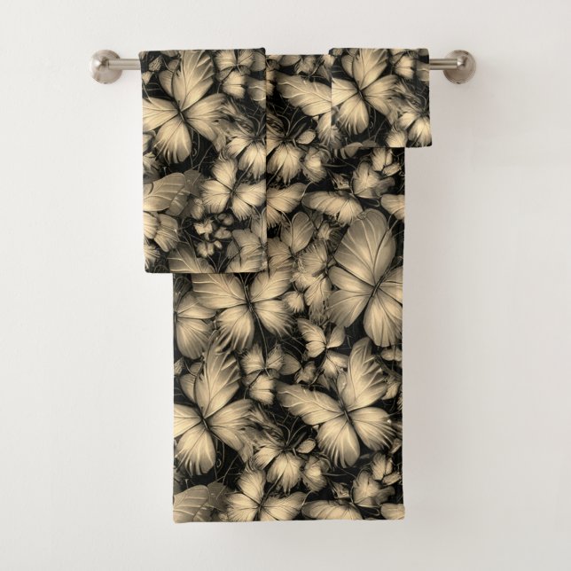 Goldene Schmetterlinge drucken Badhandtuch Set (Insitu)