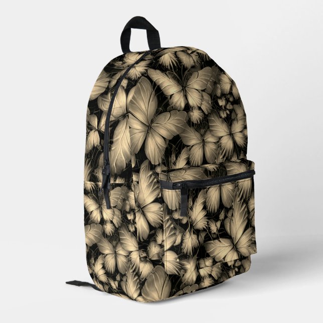 Goldene Schmetterlinge drucken Bedruckter Rucksack (Rückseitige Ecke links)