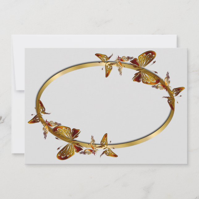 Goldene Schmetterlinge Einladung (Vorderseite)