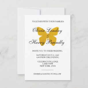 Goldene Schmetterlinge - Einladung zur Hochzeit vo