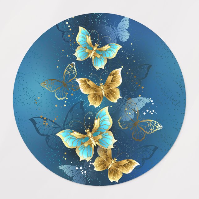 Goldene Schmetterlinge Etiketten (Design 1)