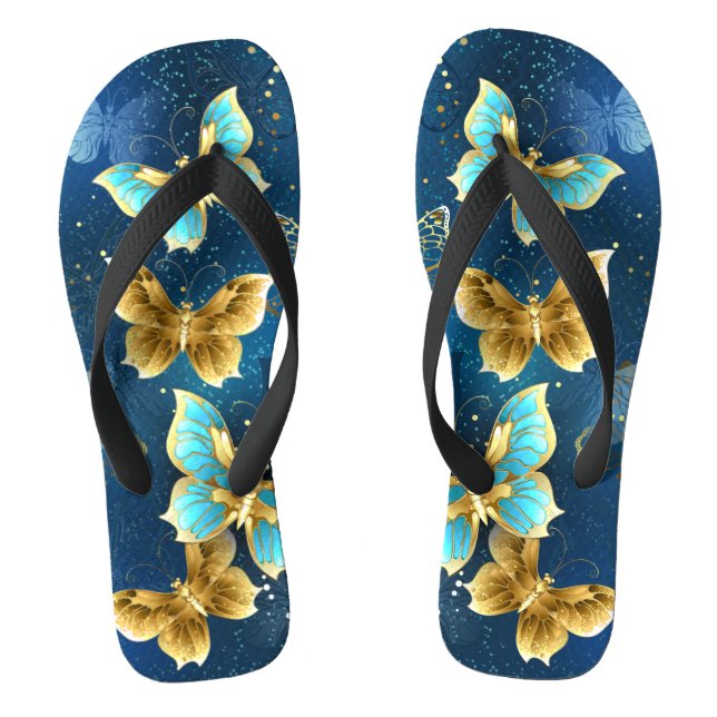 Goldene Schmetterlinge Flip Flops (Fußbett)