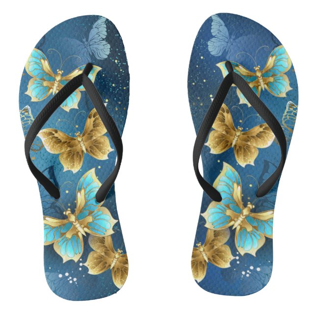 Goldene Schmetterlinge Flip Flops (Fußbett)