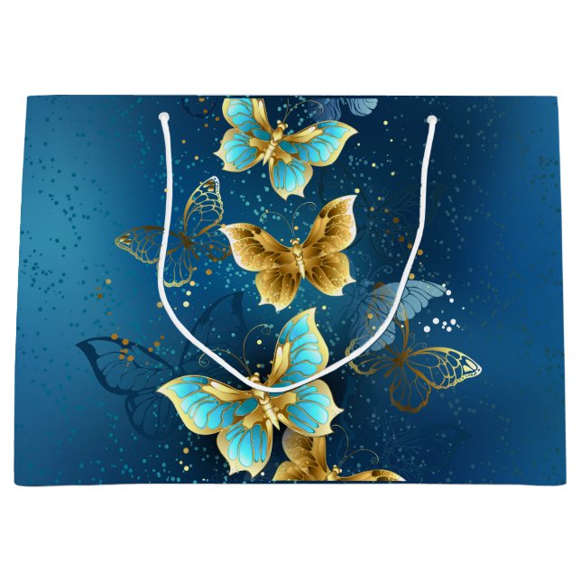 Goldene Schmetterlinge Große Geschenktüte (Vorderseite)