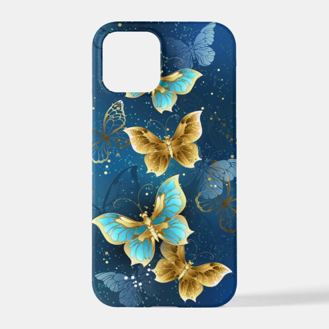 Goldene Schmetterlinge iPhone 12 Pro Hülle (Rückseite)