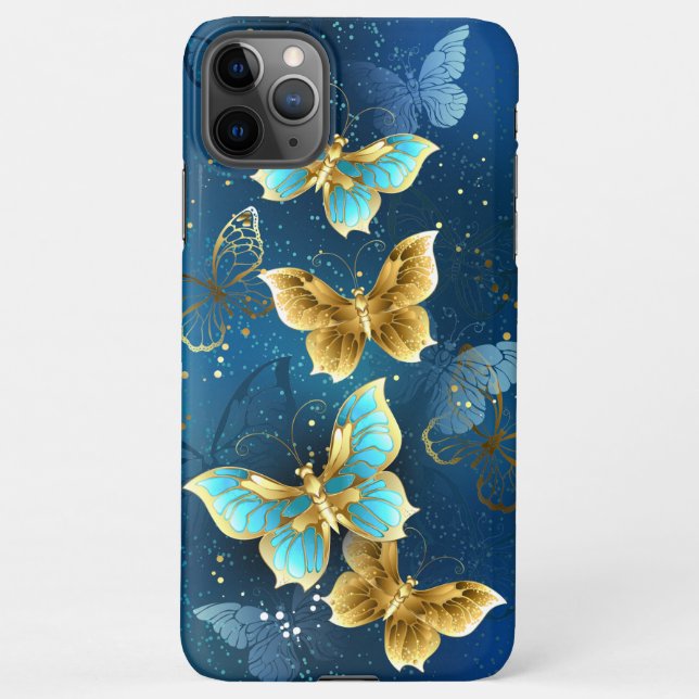 Goldene Schmetterlinge iPhone Hülle (Rückseite)