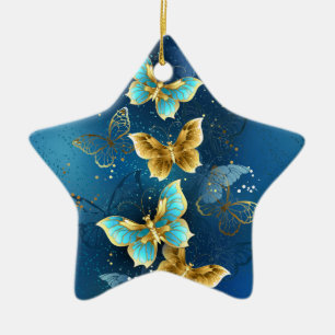 Goldene Schmetterlinge Keramik Ornament