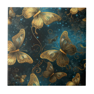 Goldene Schmetterlinge Keramik Tile Fliese