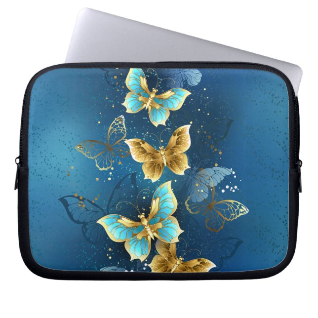 Goldene Schmetterlinge Laptopschutzhülle (Vorderseite)