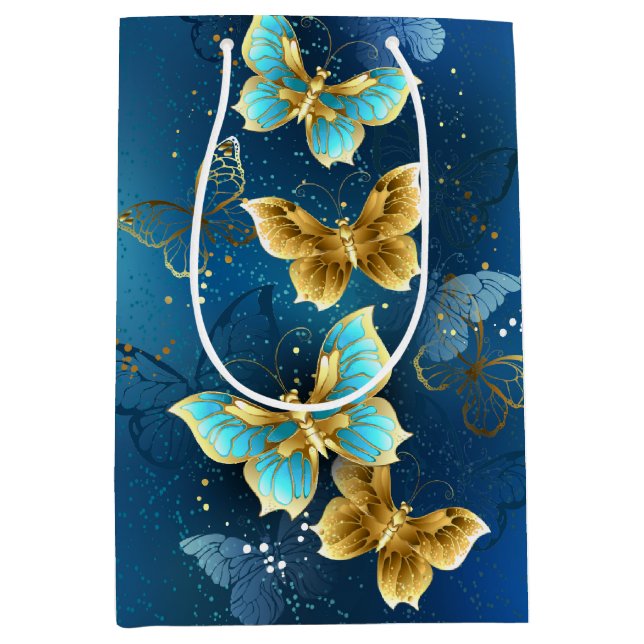 Goldene Schmetterlinge Mittlere Geschenktüte (Vorderseite)