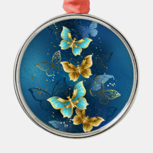 Goldene Schmetterlinge Ornament Aus Metall