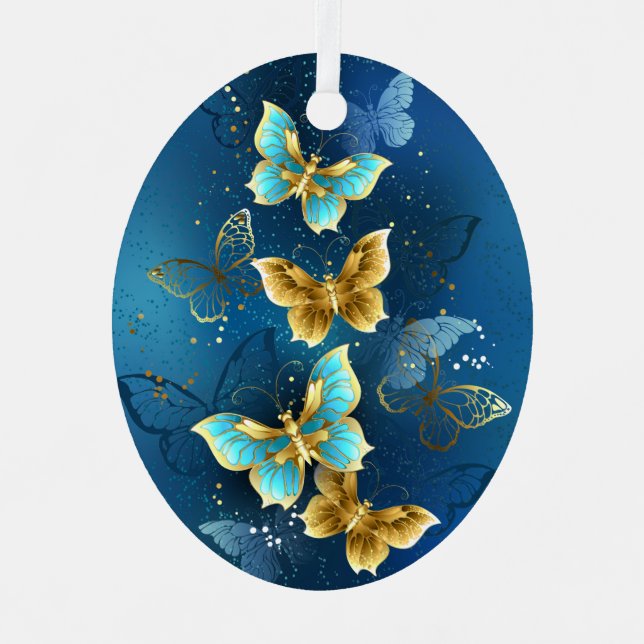 Goldene Schmetterlinge Ornament Aus Metall (Vorderseite)