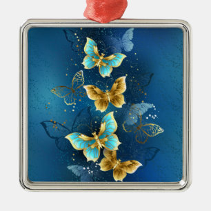 Goldene Schmetterlinge Ornament Aus Metall