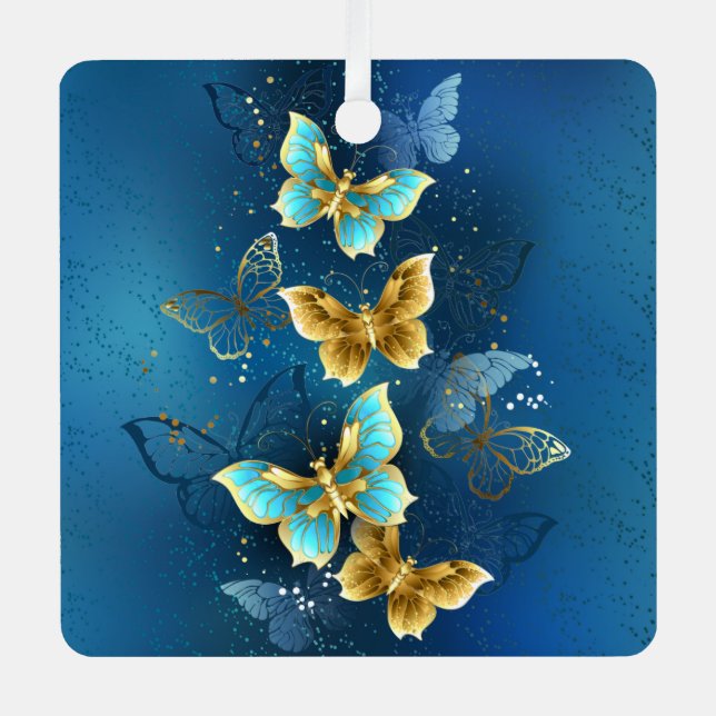 Goldene Schmetterlinge Ornament Aus Metall (Vorderseite)