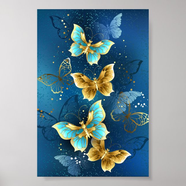Goldene Schmetterlinge Poster (Vorne)