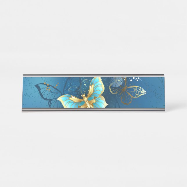 Goldene Schmetterlinge Schreibtischnamensplakette (Vorderseite )
