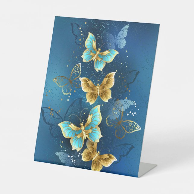 Goldene Schmetterlinge Sockelschild (Vorderseite)
