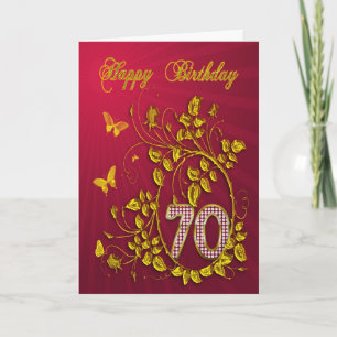 Goldene Schmetterlinge zum 70. Geburtstag Karte