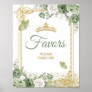 Goldene Schmetterlingsfavoriten aus Quinceñera Sag Poster