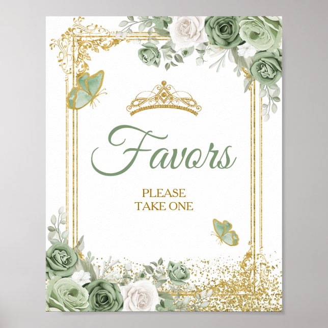 Goldene Schmetterlingsfavoriten aus Quinceñera Sag Poster (Vorne)