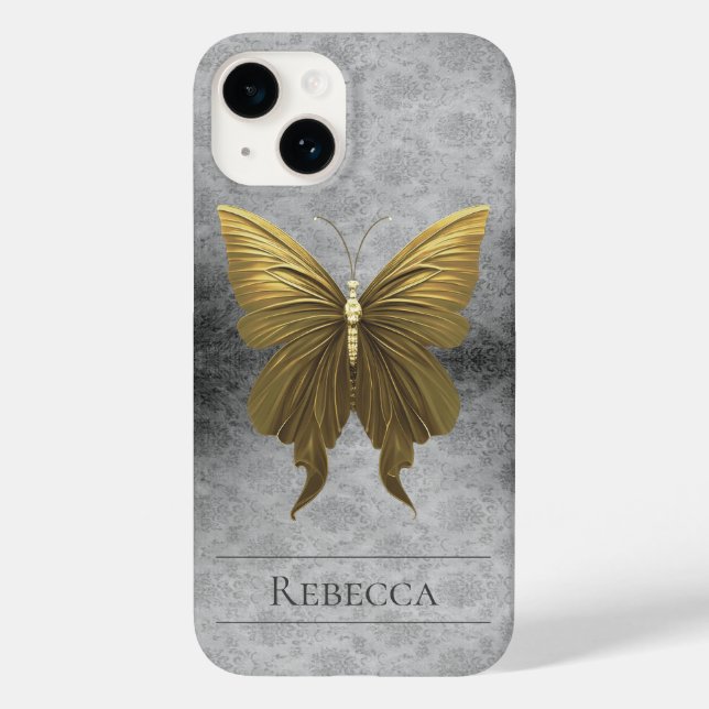 Goldene Schmetterlingsmaske Case-Mate iPhone 14 Hülle (Rückseite)