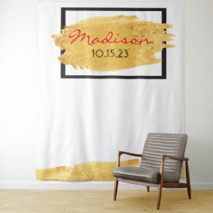 GOLDENE SCHMIER-Geburtstags-Foto-Op-Hintergrund Wandteppich