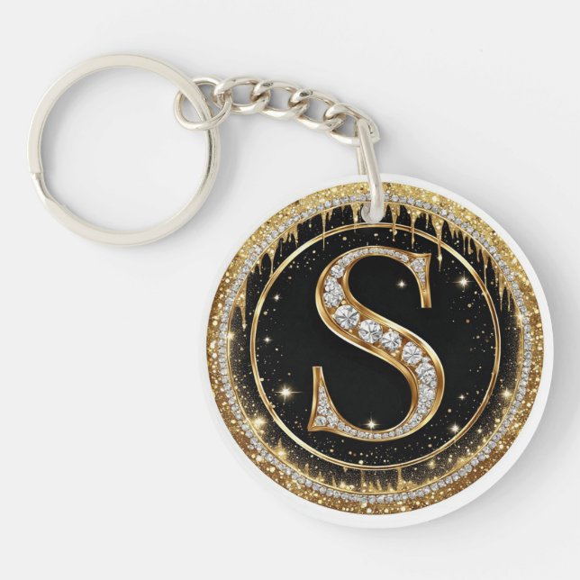 Goldene Schmuckinitiale S Geschenk Schlüsselanhänger (Vorderseite)
