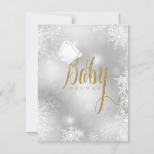 Goldene Schneebaby-Party RSVP Karte