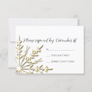 Goldene Schneeflocke auf der Winterhochzeit-UAWG RSVP Karte