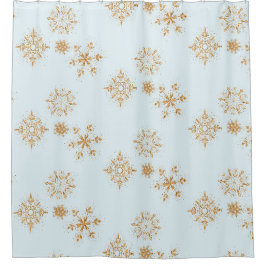 Goldene Schneeflocke auf Frosty Blue Christmas Pat Duschvorhang