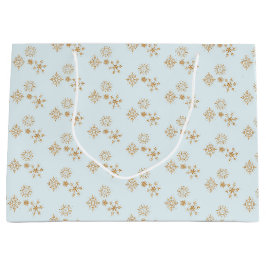 Goldene Schneeflocke auf Frosty Blue Christmas Pat Große Geschenktüte