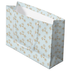 Goldene Schneeflocke auf Frosty Blue Christmas Pat Große Geschenktüte