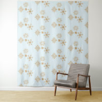 Goldene Schneeflocke auf Frosty Blue Christmas Pat