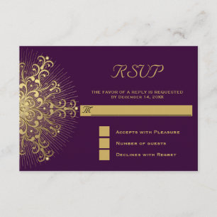 Goldene Schneeflocke auf lila UAWG RSVP Karte