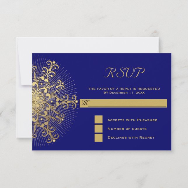 Goldene Schneeflocke auf UAWG der Hochzeitsfeier RSVP Karte (Vorderseite)