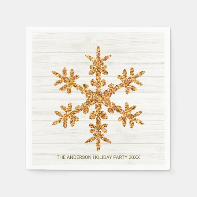 Goldene Schneeflocke Elegante Chic Holiday Party Serviette (Vorderseite)