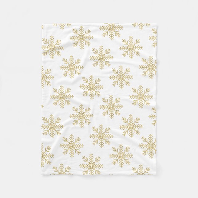  Goldene Schneeflocke Fleecedecke (Vorderseite)