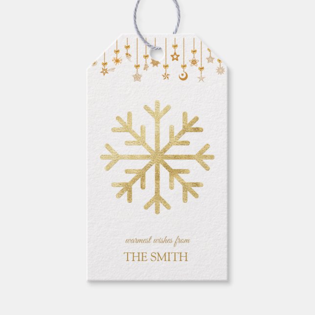 Goldene Schneeflocke, Frohe Weihnachtsgeschenke Ta Geschenkanhänger (Vorderseite)
